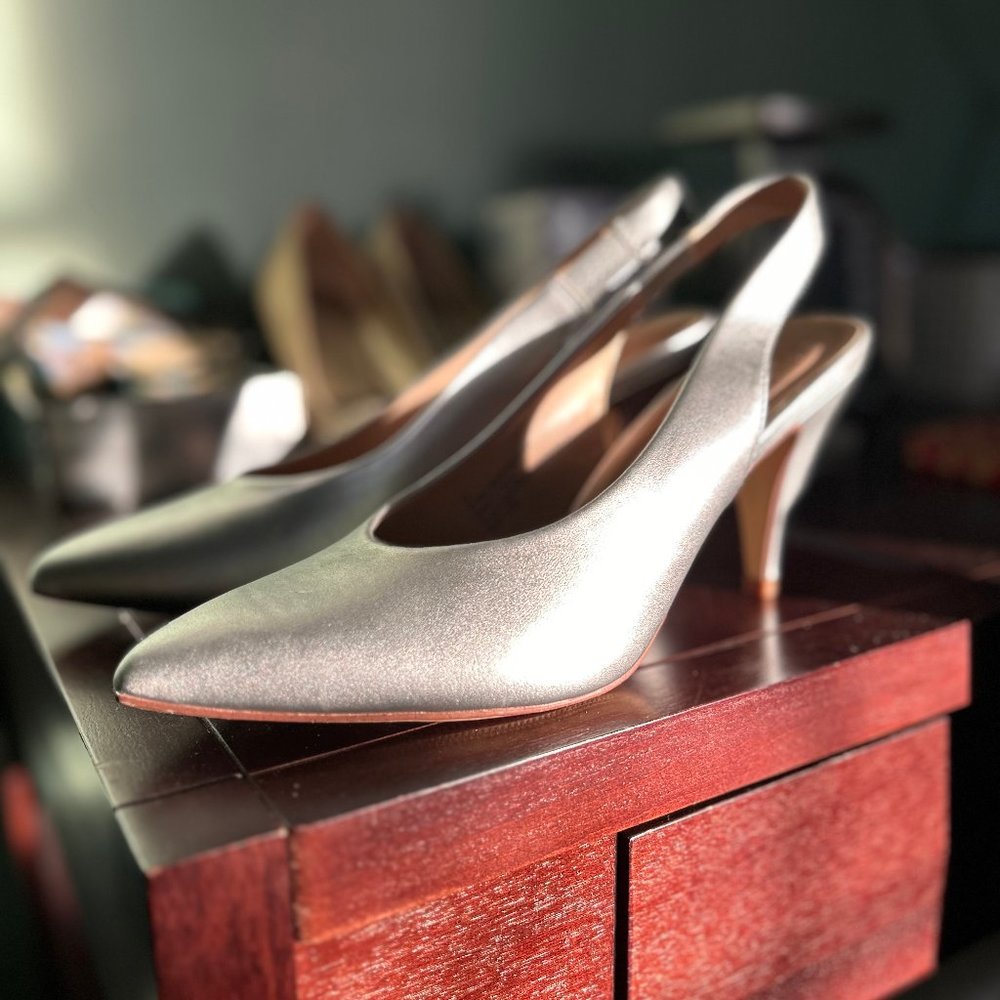 Matte Silver size 10  "A New Day"  brand  High Heel Shoes